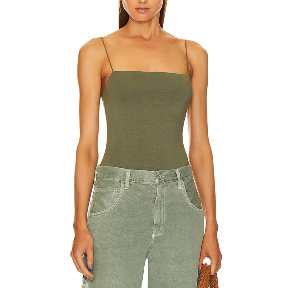 Enza Costa Tops - Enza Costa 'Luxe' Green Knit Essential Tank Bodysuit Size XS